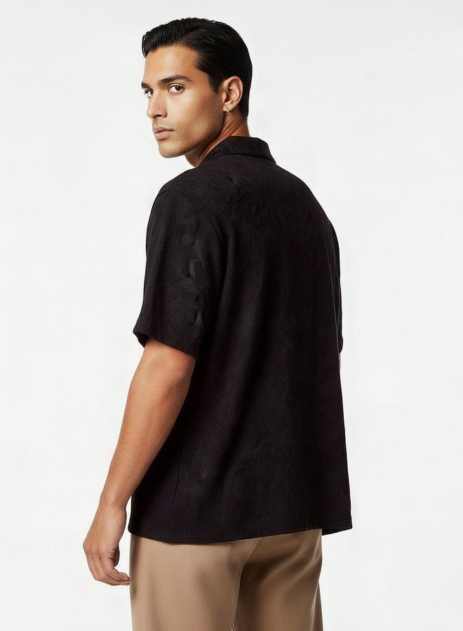 Iconic Men Regular Fit Camp Collar Textured Shirt - Image 3